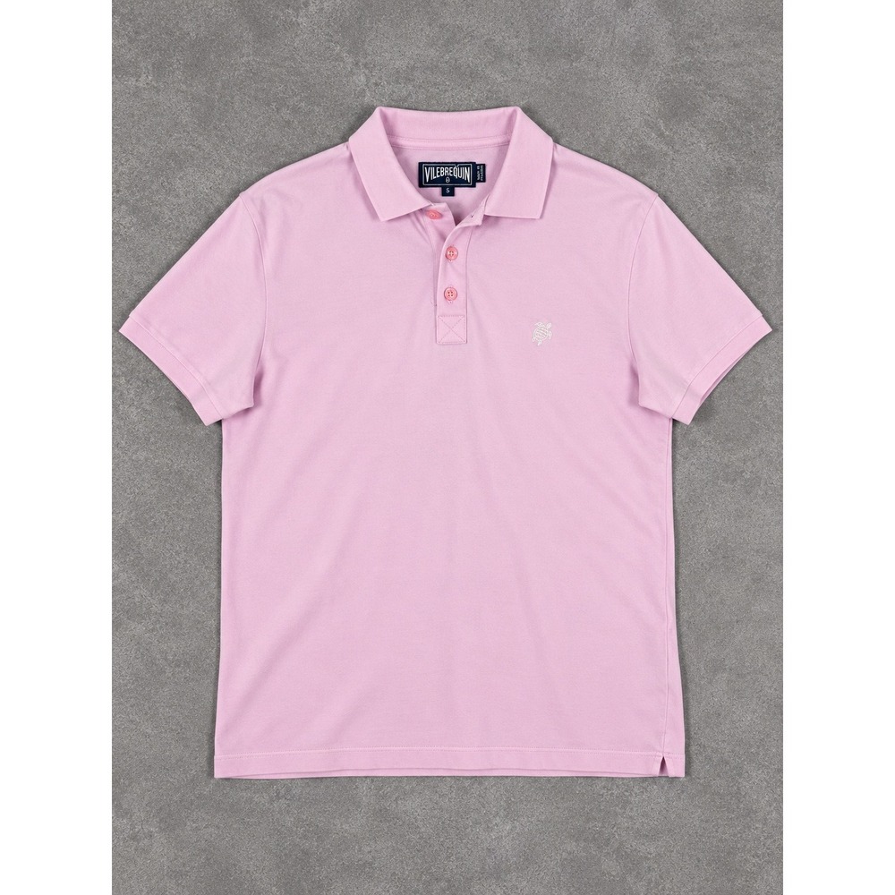 Vilebrequin Polo Shirt Mens Small Pink Cotton Pique Turtle Logo Saint Tropez